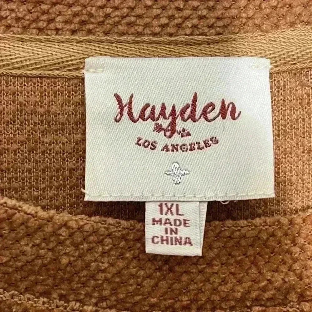 NWOT HAYDEN L.A. Ruffle Shoulder Caramel Knit Top | size 1XL - Picture 6 of 7